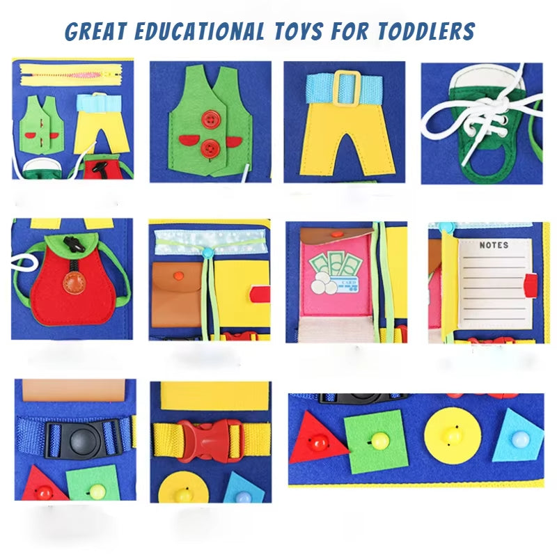 Montessori Busy Board – Learning Toy with Buckles
